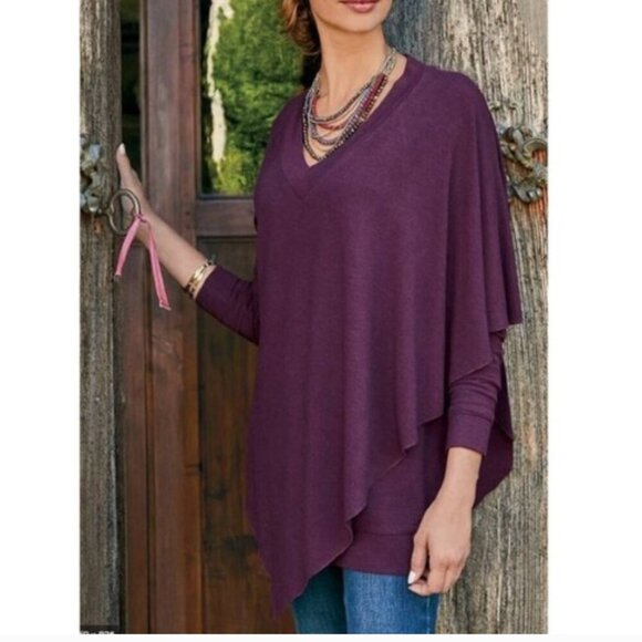 Soft Surroundings V Neck Poncho Tunic - Picture 1 of 14